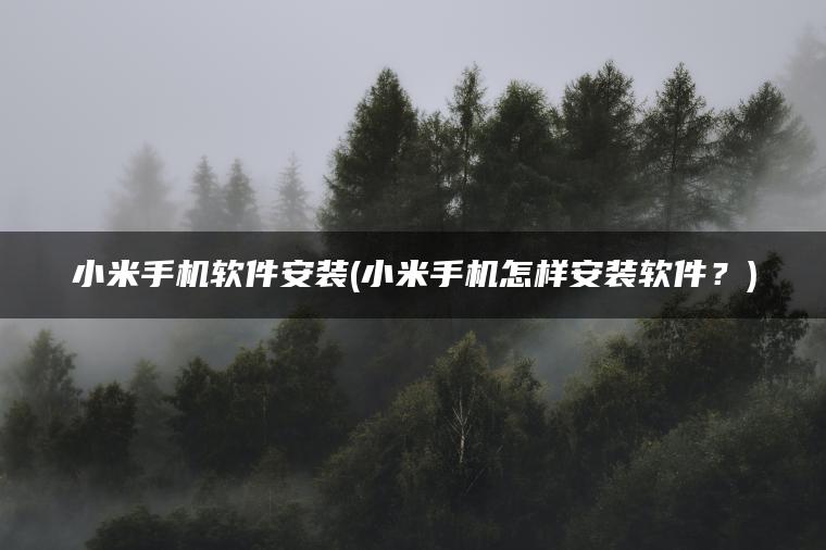 小米手机软件安装(小米手机怎样安装软件？)