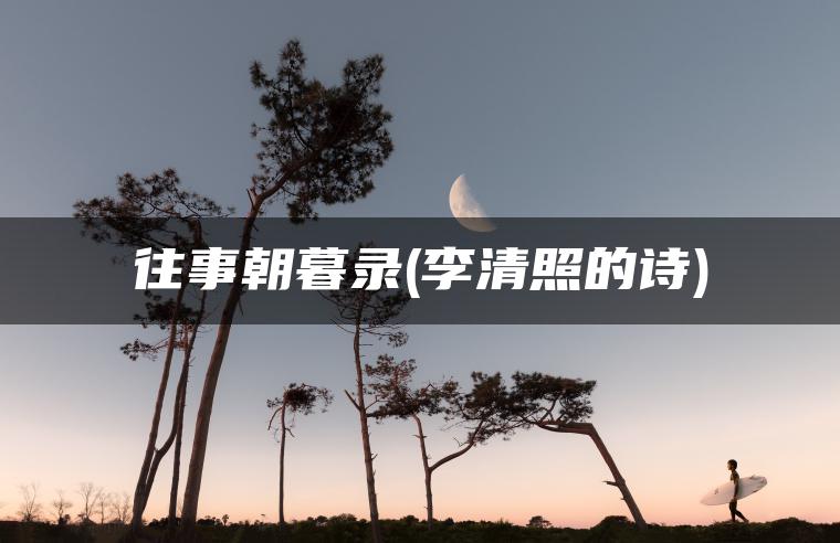 往事朝暮录(李清照的诗)