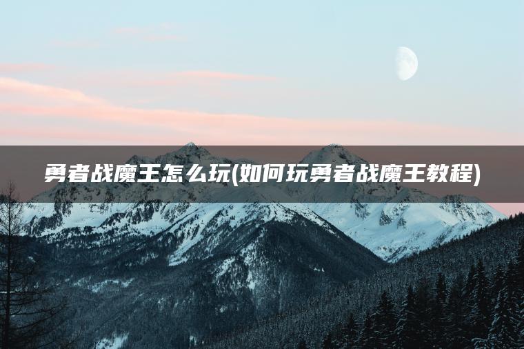 勇者战魔王怎么玩(如何玩勇者战魔王教程)