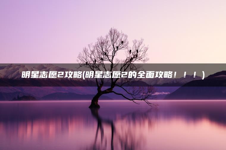 明星志愿2攻略(明星志愿2的全面攻略！！！)