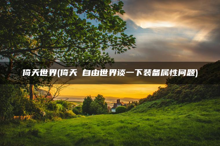 倚天世界(倚天Ⅱ自由世界谈一下装备属性问题)