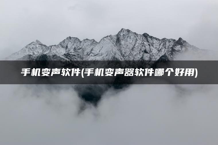 手机变声软件(手机变声器软件哪个好用)