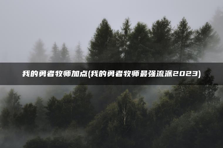 我的勇者牧师加点(我的勇者牧师最强流派2023)