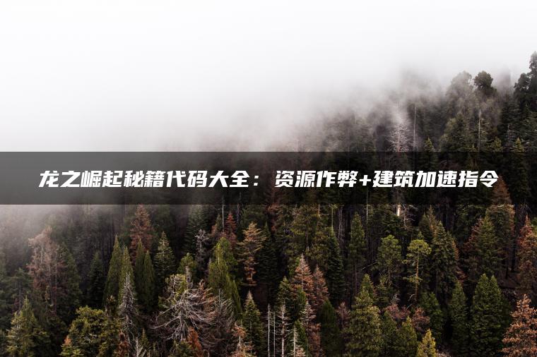 龙之崛起秘籍代码大全：资源作弊+建筑加速指令
