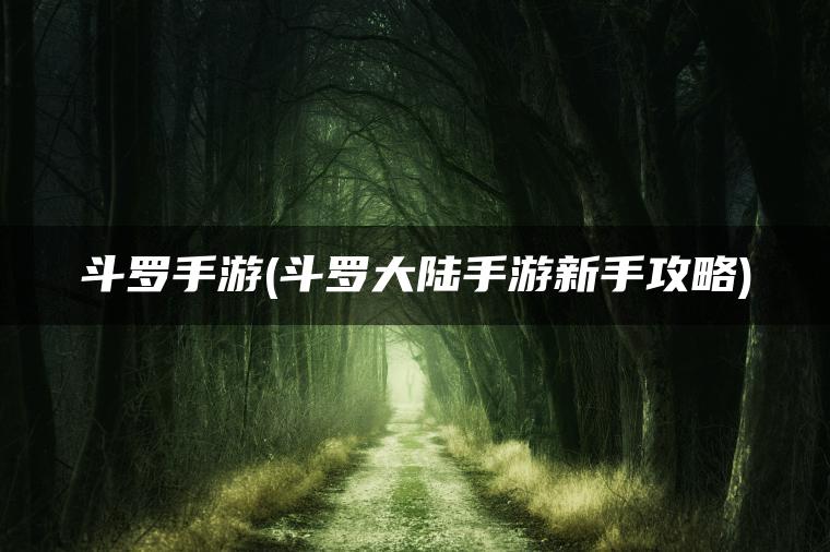 斗罗手游(斗罗大陆手游新手攻略)