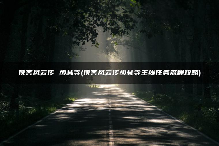 侠客风云传 少林寺(侠客风云传少林寺主线任务流程攻略)