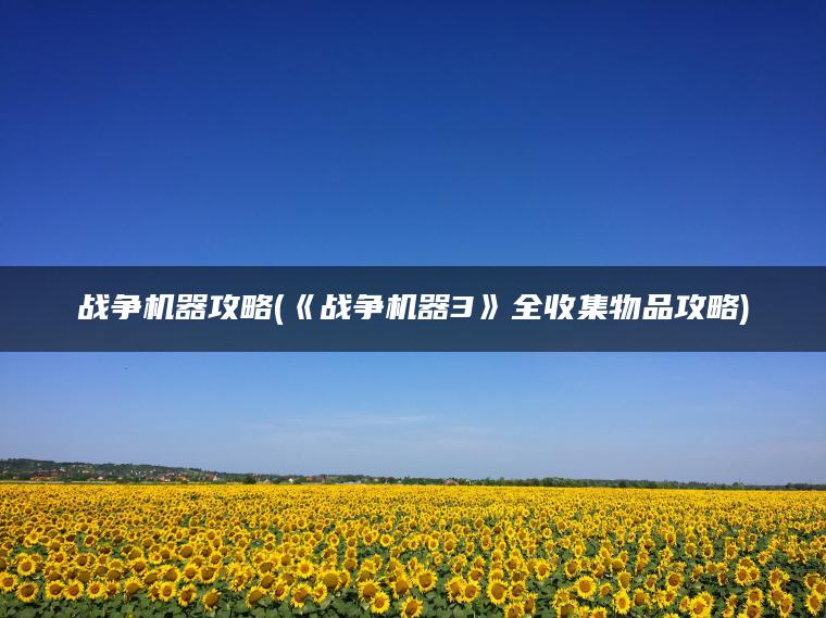 战争机器攻略(《战争机器3》全收集物品攻略)