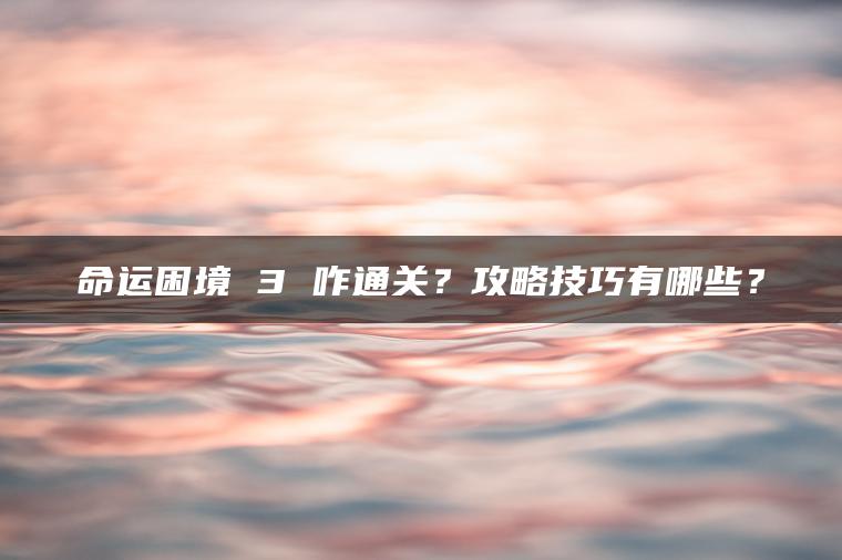 命运困境 3 咋通关？攻略技巧有哪些？