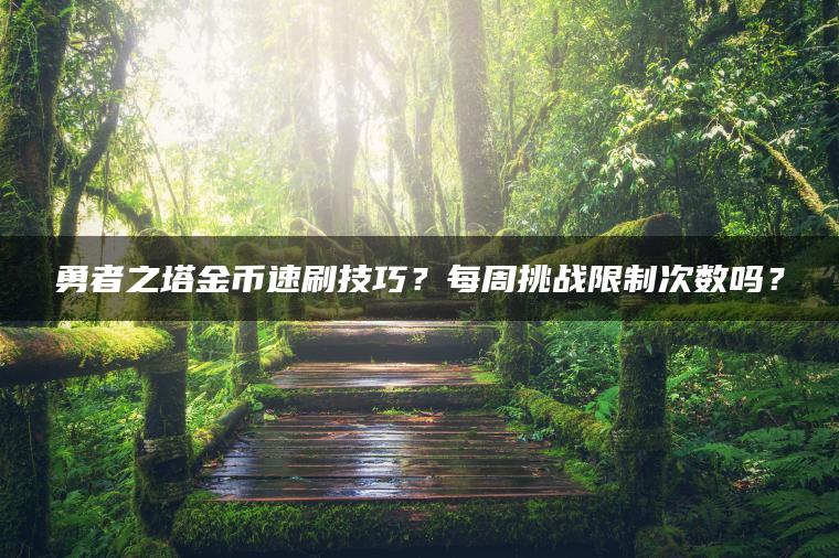 勇者之塔金币速刷技巧？每周挑战限制次数吗？