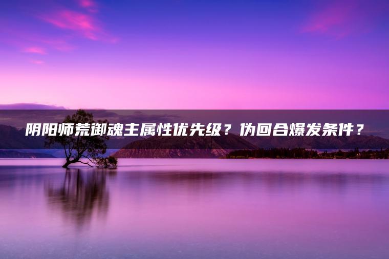 阴阳师荒御魂主属性优先级？伪回合爆发条件？