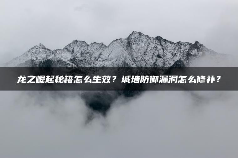 龙之崛起秘籍怎么生效？城墙防御漏洞怎么修补？