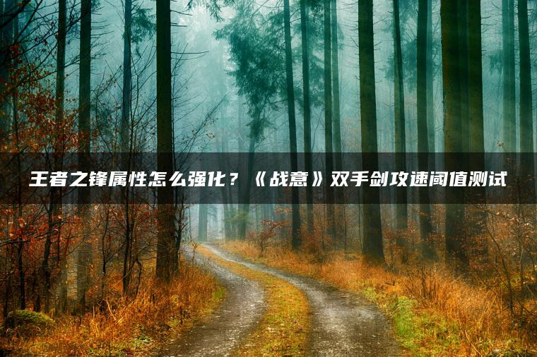 王者之锋属性怎么强化？《战意》双手剑攻速阈值测试