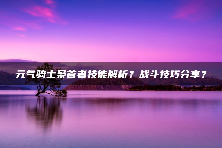 元气骑士枭首者技能解析？战斗技巧分享？