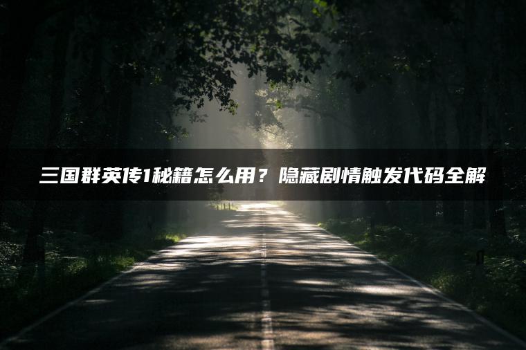 三国群英传1秘籍怎么用？隐藏剧情触发代码全解