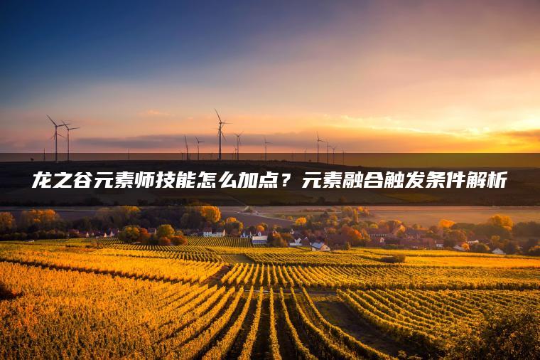 龙之谷元素师技能怎么加点？元素融合触发条件解析