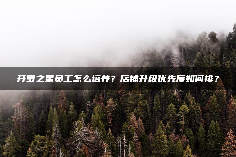 开罗之星员工怎么培养？店铺升级优先度如何排？