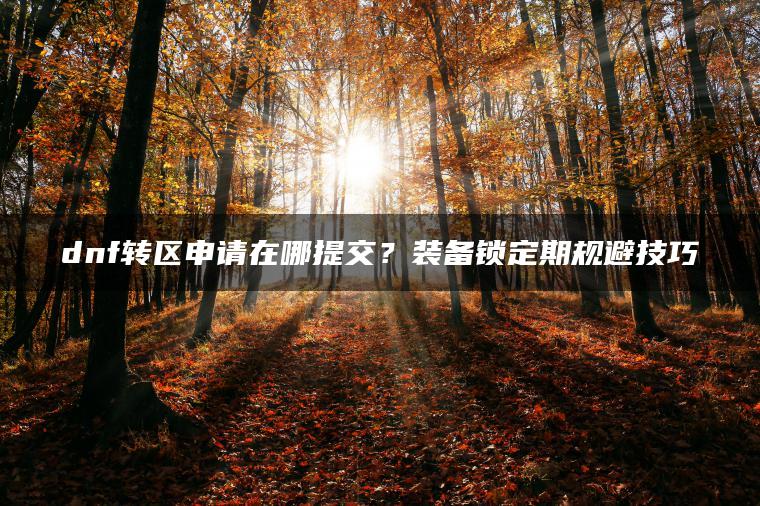 dnf转区申请在哪提交？装备锁定期规避技巧