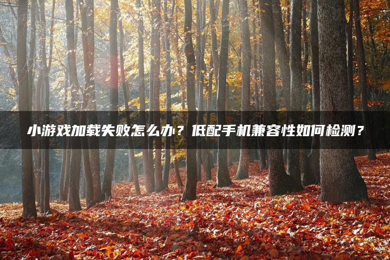 小游戏加载失败怎么办？低配手机兼容性如何检测？
