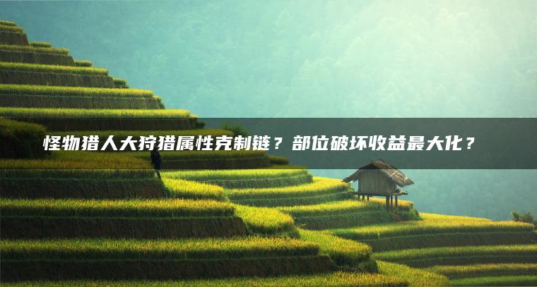 怪物猎人大狩猎属性克制链？部位破坏收益最大化？​​